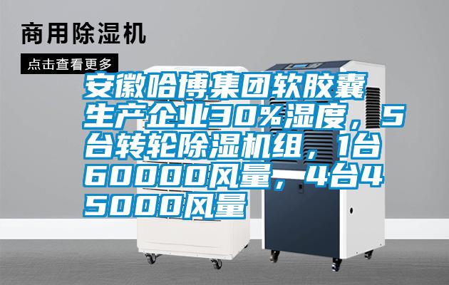安徽哈博集團(tuán)軟膠囊生產(chǎn)企業(yè)30%濕度，5臺(tái)轉(zhuǎn)輪除濕機(jī)組，1臺(tái)60000風(fēng)量，4臺(tái)45000風(fēng)量